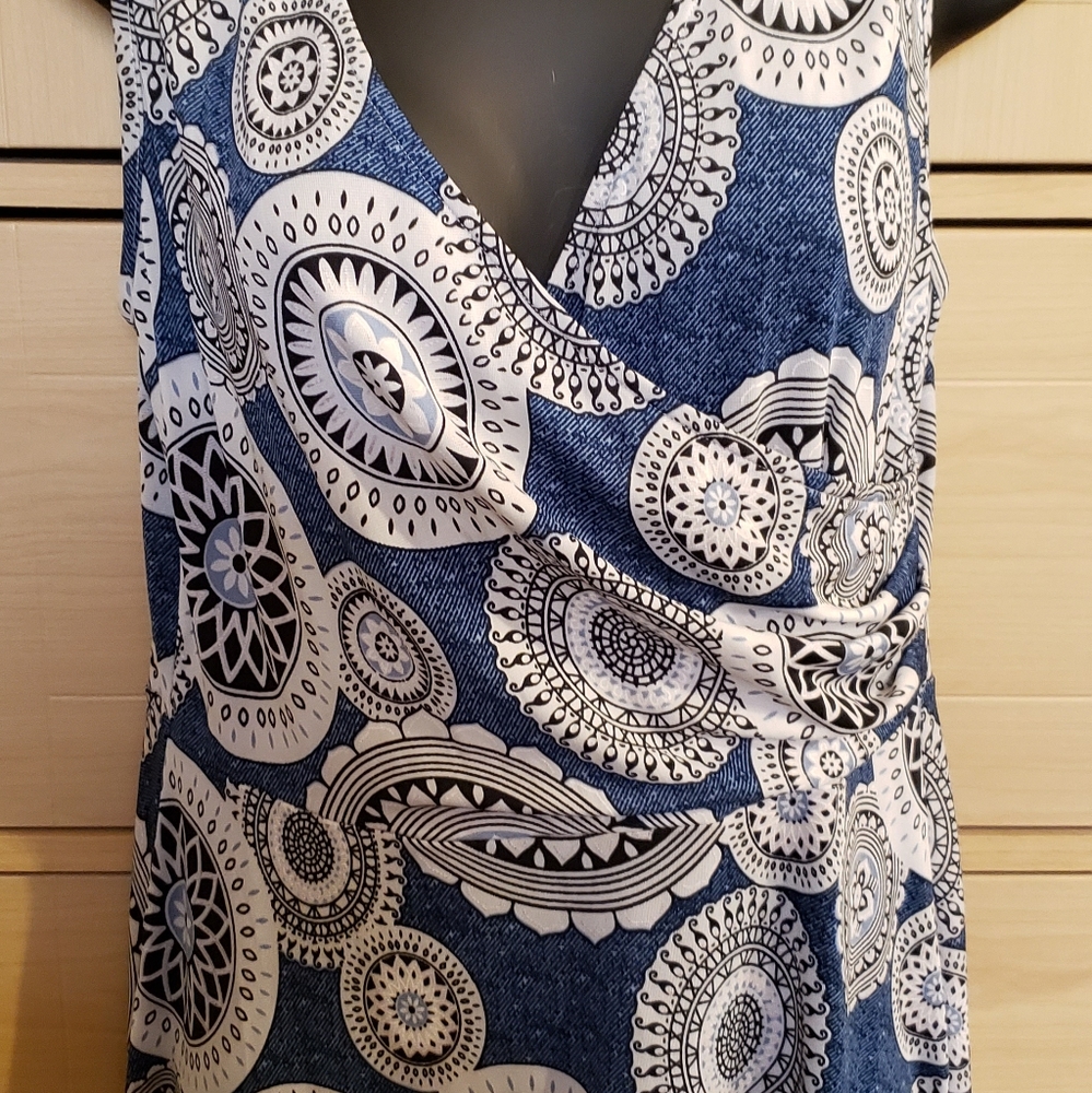 Fun Blue and White Summer Dress - Size Medium